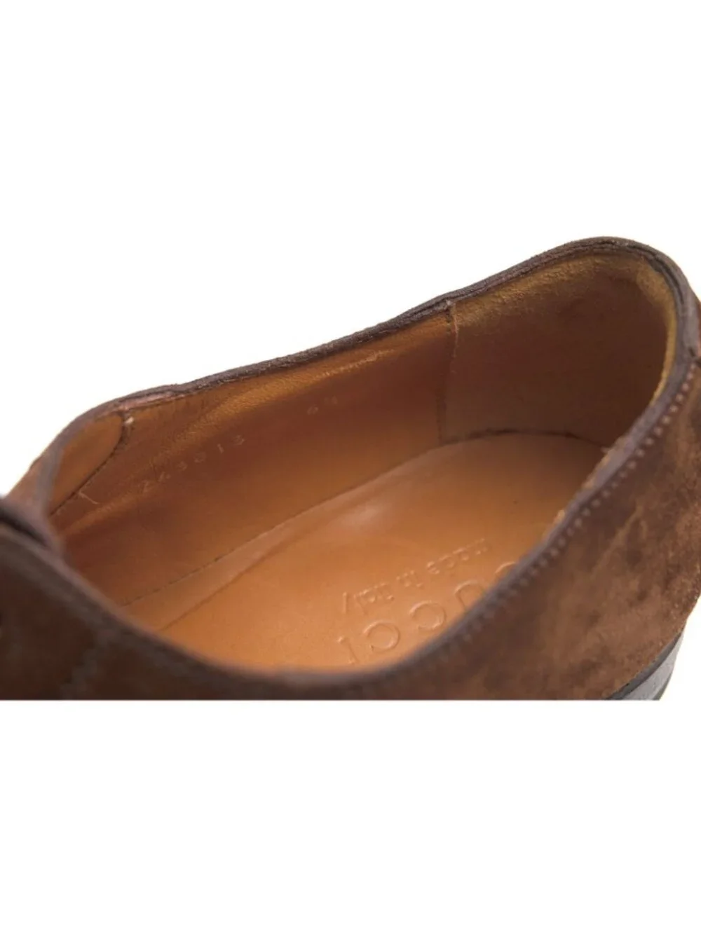 Gucci Shoes Business Suede Leather Dark Brown Caim Millenium Straight Tip Sole